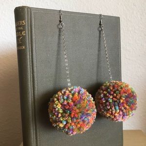 HANDMADE Rainbow Pom Pom Earrings